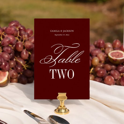 Burgundy Wedding  Tischnummer