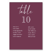 Burgundy Wedding Tischnummern mit Gästennamen (Rückseite)
