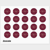 Burgundy Wedding Vielen Dank Runder Aufkleber (Blatt)