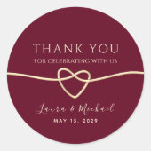 Burgundy Wedding Vielen Dank Runder Aufkleber (Vorderseite)
