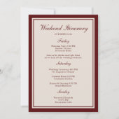 Burgundy Wedding Weekend Itinerary Card Einladung (Vorderseite)