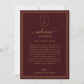 Burgundy Wedding Welcome Letter & Itinerary Card Einladung (Vorderseite)