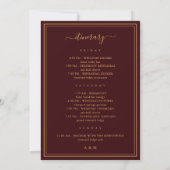 Burgundy Wedding Welcome Letter & Itinerary Card Einladung (Rückseite)