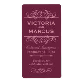 Burgundy Wedding Wine Bottle Monogram Fevor Labels (Vorne)