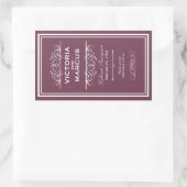 Burgundy Wedding Wine Bottle Monogram Fevor Labels Rechteckiger Aufkleber (Tasche)