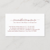 Burgundy Weinkellerei Restaurant mit einfacher Lin Visitenkarte (Rückseite)