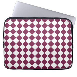 Burgundy-Weiß-Schachbrett-Diamantmuster Laptopschutzhülle