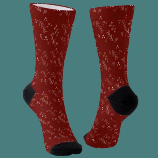 Burgundy Whimsy Doodle Crew Socks Socken