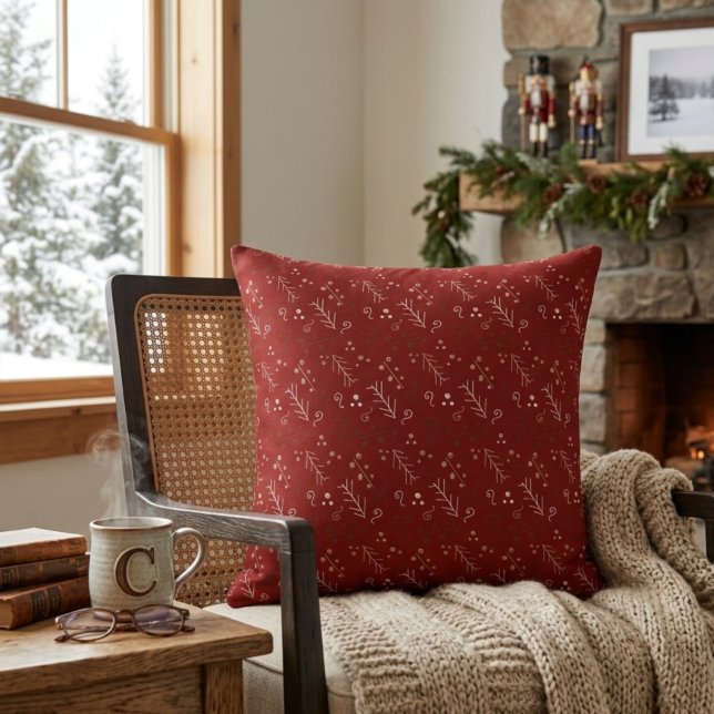 Burgundy Whimsy Doodle Throw Kissen (Von Creator hochgeladen)