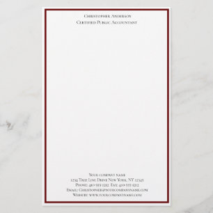 Burgundy White Beruflich Business Personalisiert Briefpapier