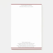 Burgundy White Beruflich Business Personalisiert Post-it Klebezettel (Vorderseite)