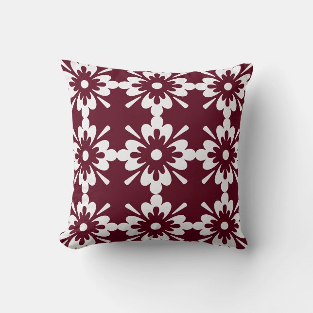 Burgundy & White Bold Modernes Muster Kissen Kisse (Vorderseite)