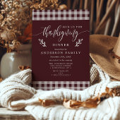 Burgundy & White Buffalo Karo Erntedank Abendessen Einladung