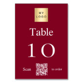 Burgundy White Business Logo QR Tischnummer (Rückseite)
