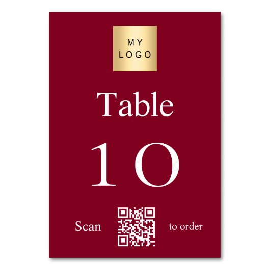 Burgundy White Business Logo QR Tischnummer (Rückseite)