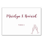 Burgundy White Champagne Minimalistisch Wedding Tischnummer (Vorderseite)