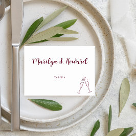 Burgundy White Champagne Minimalistisch Wedding Tischnummer