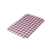 Burgundy White Checker Diamond Pattern Badematte (Schrägansicht)