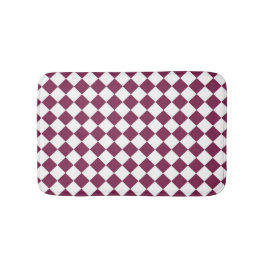 Burgundy White Checker Diamond Pattern Badematte
