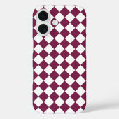 Burgundy White Checker Diamond Pattern Case-Mate iPhone Hülle (Rückseite)