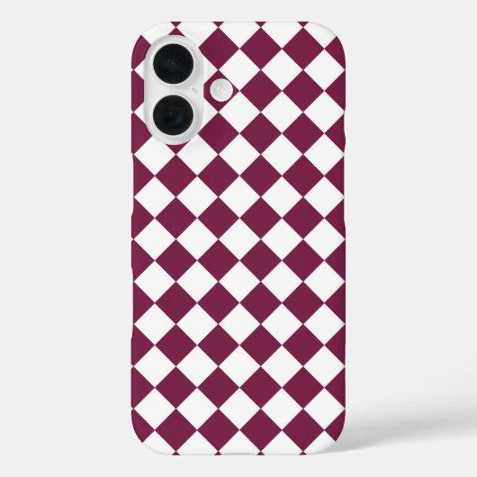 Burgundy White Checker Diamond Pattern Case-Mate iPhone Hülle (Rückseite)