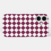 Burgundy White Checker Diamond Pattern Case-Mate iPhone Hülle (Rückseite (Horizontal))