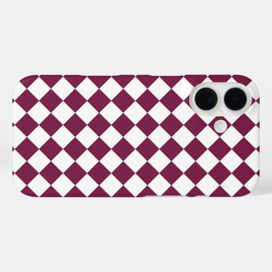 Burgundy White Checker Diamond Pattern Case-Mate iPhone Hülle (Rückseite (Horizontal))