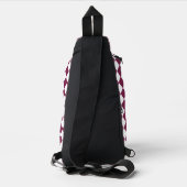 Burgundy White Checker Diamond Pattern Crossbody Bag (Rückseite)