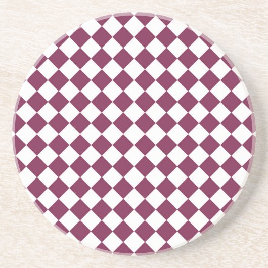 Burgundy White Checker Diamond Pattern Getränkeuntersetzer (Vorne)