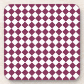 Burgundy White Checker Diamond Pattern Getränkeuntersetzer (Vorderseite)