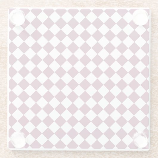 Burgundy White Checker Diamond Pattern Glasuntersetzer (Rückseite)