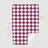 Burgundy White Checker Diamond Pattern Golfhandtuch (Insitu)