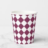 Burgundy White Checker Diamond Pattern Pappbecher (Rückseite)