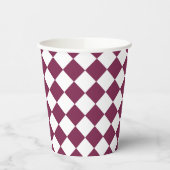 Burgundy White Checker Diamond Pattern Pappbecher (Links)