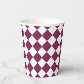 Burgundy White Checker Diamond Pattern Pappbecher (Rechts)