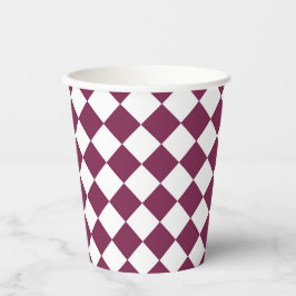 Burgundy White Checker Diamond Pattern Pappbecher