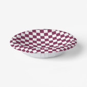 Burgundy White Checker Diamond Pattern Pappteller (Gewinkelt)