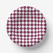 Burgundy White Checker Diamond Pattern Pappteller (Vorderseite)