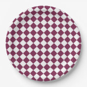 Burgundy White Checker Diamond Pattern Pappteller (Vorderseite)