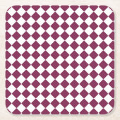 Burgundy White Checker Diamond Pattern Rechteckiger Pappuntersetzer (Vorderseite)