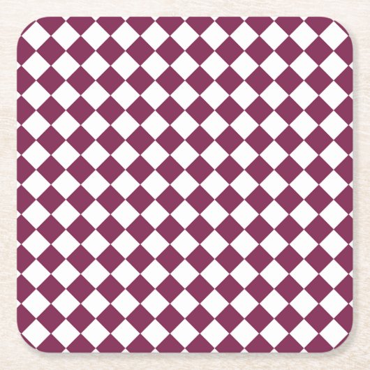 Burgundy White Checker Diamond Pattern Rechteckiger Pappuntersetzer (Vorderseite)