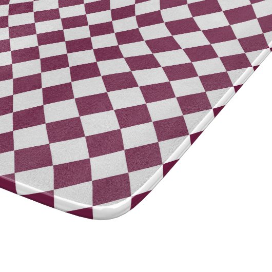 Burgundy White Checker Diamond Pattern Schneidebrett (Ecke)