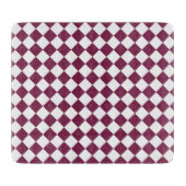 Burgundy White Checker Diamond Pattern Schneidebrett (Vorderseite)