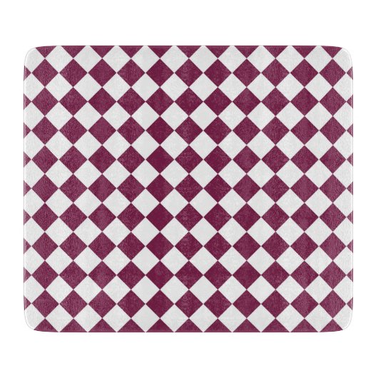 Burgundy White Checker Diamond Pattern Schneidebrett (Vorderseite)