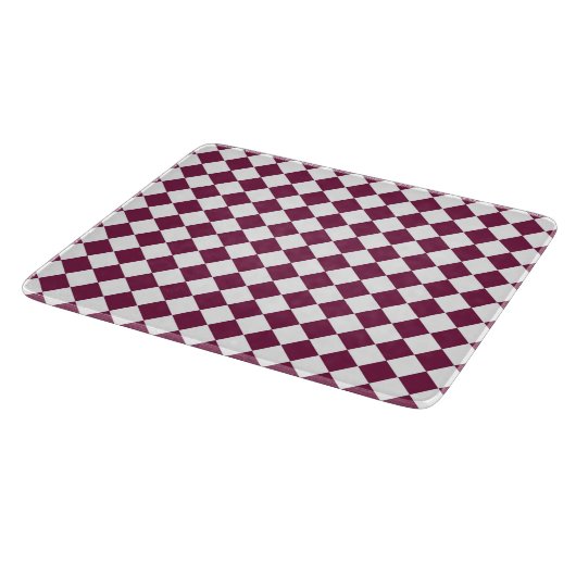 Burgundy White Checker Diamond Pattern Schneidebrett (Ecke)
