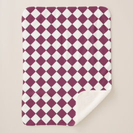 Burgundy White Checker Diamond Pattern Sherpadecke