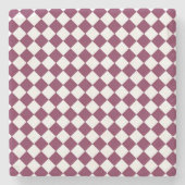 Burgundy White Checker Diamond Pattern Steinuntersetzer (Vorderseite)