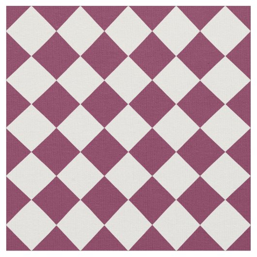 Burgundy White Checker Diamond Pattern Stoff (Nahaufnahme)