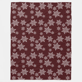 Burgundy White Christmas Snowflakes Fleecedecke