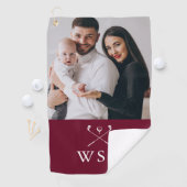 Burgundy White Classigram Foto Golf Clubs Golfhandtuch (Insitu)